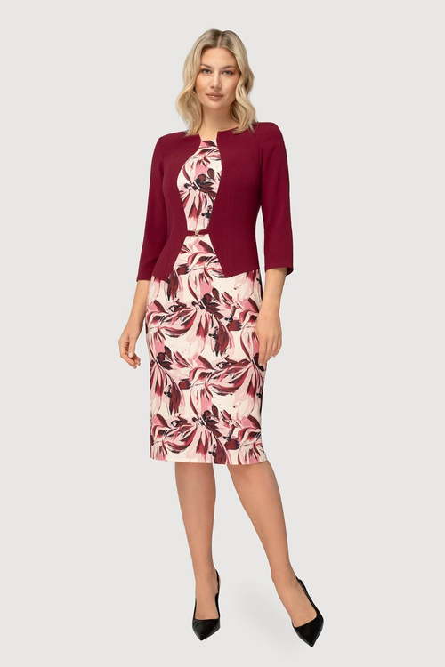 Sukienka Cornelia bordowa ze wzorem
