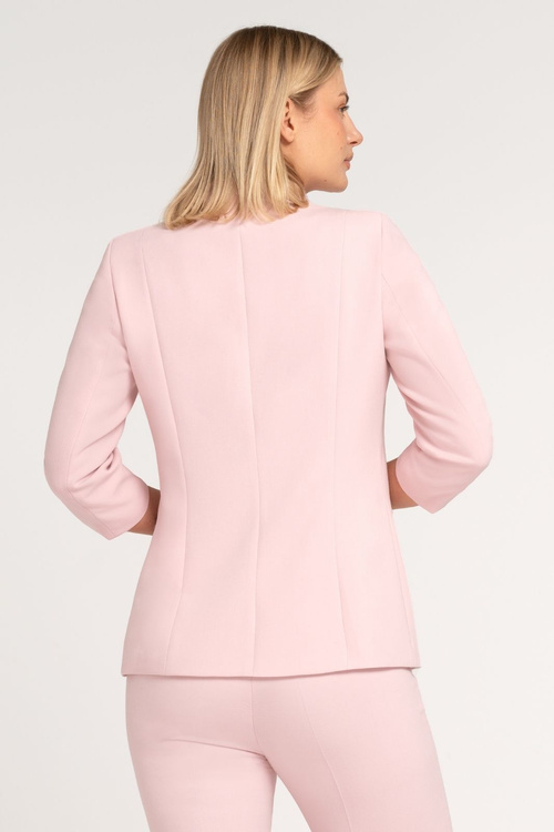 Żakiet pudrowy ze stójką i rękawem 3/4 - Elise