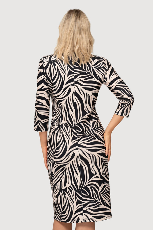 Sukienka Amelia wzór beżowo-czarny