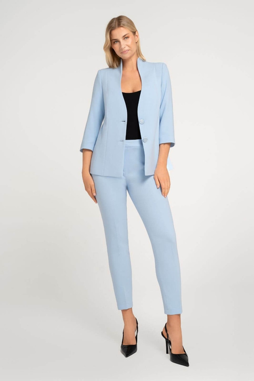 Żakiet błękitny ze stójką i rękawem 3/4 - Elise