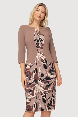 Sukienka Cornelia beżowa ze wzorem