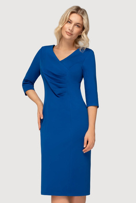 Sukienka Agnes chabrowa z marszczeniami