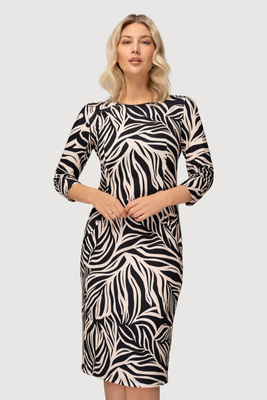 Sukienka Amelia wzór zebra beżowo-czarma