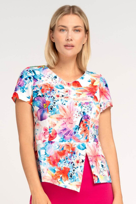 Bluzka Kaia ecru w kolorowe kwiaty