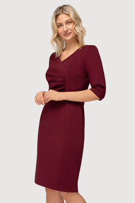 Sukienka Agnes bordowa z marszczeniami