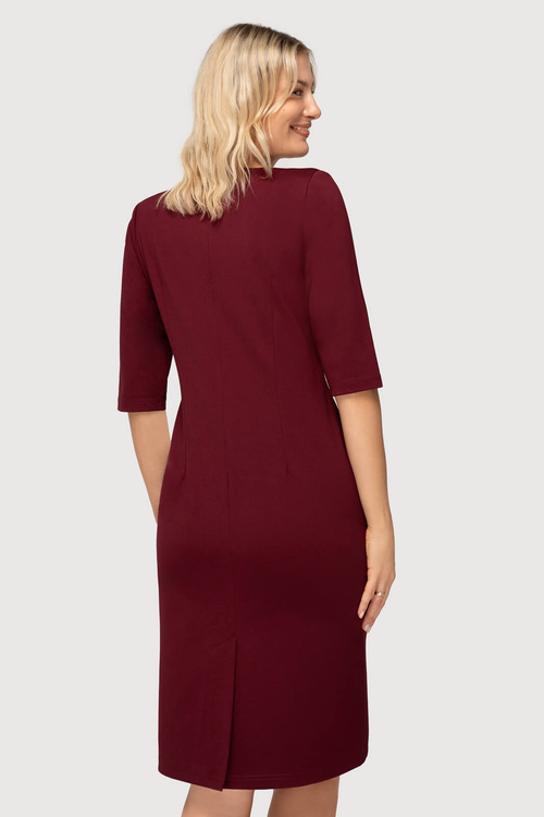 Sukienka Agnes bordowa z marszczeniami