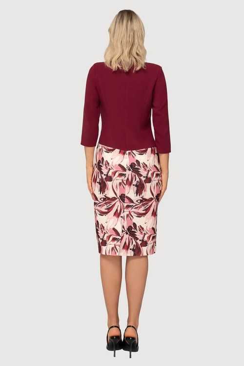 Sukienka Cornelia bordowa ze wzorem