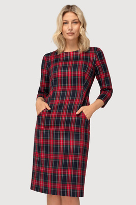 Sukienka Amelia krata granatowa z kieszeniami