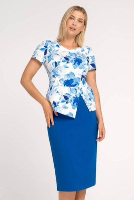 Komplet Kaia ecru w chabrowe kwiaty