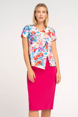 Komplet Kaia amarantowy w kolorowe kwiaty