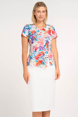 Komplet Kaia ecru w kolorowe kwiaty